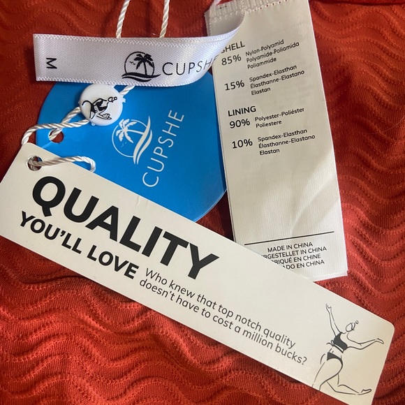 NWT Orange one piece with front rings - Picture 4 of 5